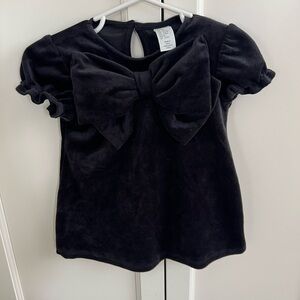 H&M Kids Black Velvet dress with Bow 9m